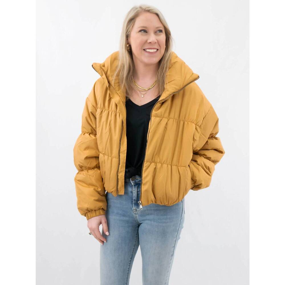 NEW HYFVE puffer bomber jacket in camel